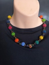 Multicoloured Zulu Glass Bead Necklace African Jewellery  Handmade in S Africa