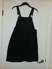 VGC Black Tu needle-cord dungaree dress size 12