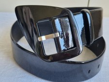 Rare ANNE FONTAINE Paris Wide Buckle Belt S/M Italy Black Patent Leather £450