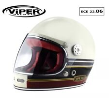 ViPER F656 Motorbike Retro Full Face Fiberglass Crash Helmet ECE22.06 Size Large