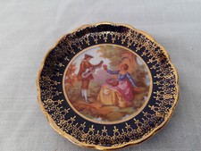 Vintage Miniature Limoges Ceramic Plate France Fragonard Courting Couple Art