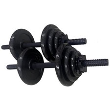 Opti Cast Iron Dumbbell Set 20kg Adjustable Spinlock Weights 18 Pieces