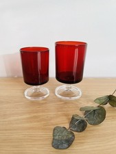 Vintage Luminarc Ruby Red Stemmed Glasses – Set of 2 (10.5cm & 11.7cm)