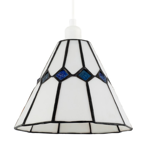 White glass tiffany pendant - glass,