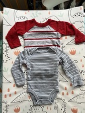 2 X Baby Boy Striped Long Sleeve Vest 0-3months