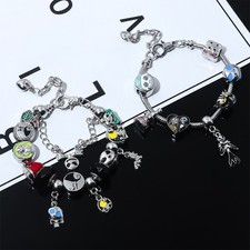 The Nightmare Before Christmas Gold and Color Charm Bracelet Jack Skellington^