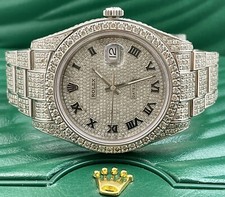 Rolex Men's Datejust 41mm Steel Watch Iced 12ct Diamonds Roman Oyster Ref 116300