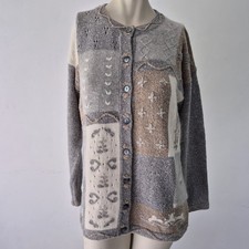 Tulchan Vintage Granny Cardigan Wool Angora Floral Patchwork Boho Retro UK 12