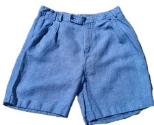ZARA MAN STUDIO 100% LINEN BERMUDA SHORTS WASHED BLUE USED SZ 36 MADE IN MOROCCO