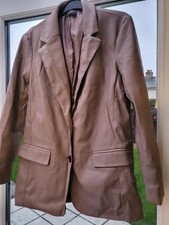 Brown Faux Leather Blazer From Primark Size 10