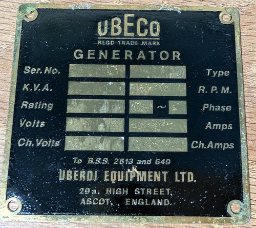 Vintage generator plaque plate - vintage, plaque/plate
