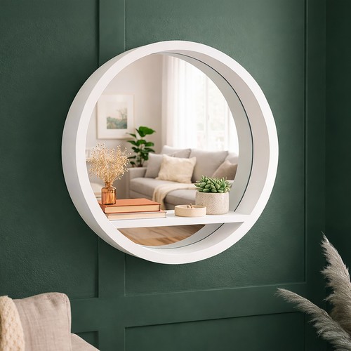 White round mirror with - round,