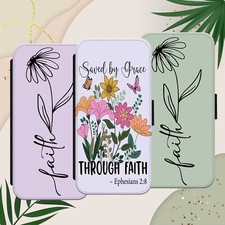 FAITH GOD BIBLE PHONE CASE COVER FOR IPHONE SAMSUNG PIXEL FLORAL QUOTE FLIP