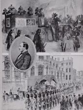 1910 PRINT KING EDWARD VII FUNERAL OF ALBERT THE GOOD HEARSE AT WINDSOR CHAPEL