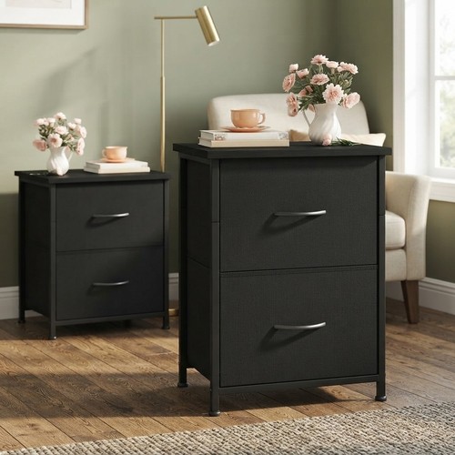 Compact black nightstand - black,