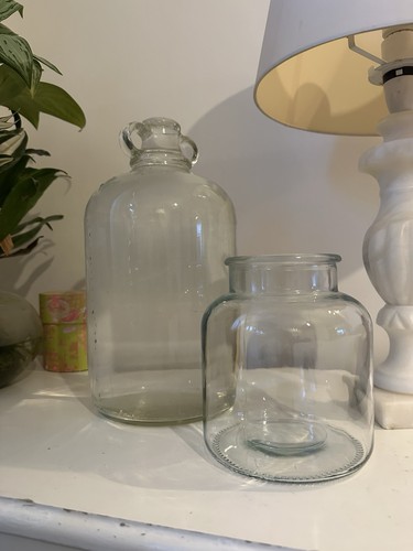 Pair vintage clear glass - of,