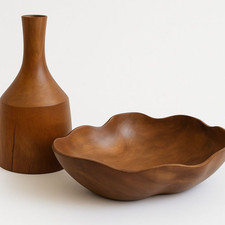 Carved wooden bowl - wooden,