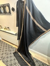 Marina Linen 3 Piece shalwar qameez Pakistani Suit In Black with Shawl large 