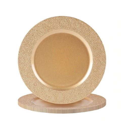 Gold charger plates hire - gold,