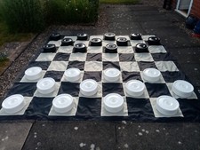 Giant draughts board and pieces. Board 2.60m per side