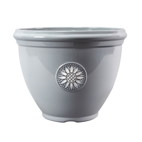Round grey plant pot 30cm - round,
