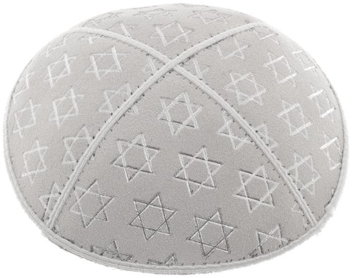 Genuine suede kippah silver - suede,