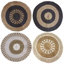 Hand-woven Round Seagrass Rug Eco-Friendly Natural Brown Mat Rustic Home Decor