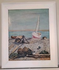 Large Vintage Oil Painting On