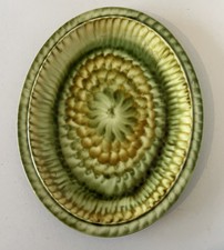 Porthmadog Pottery Green XL Dish Platter 34cm D Clisham Wales Vtg MCM 60s