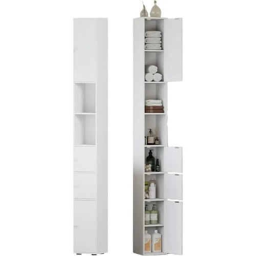 White tall bathroom storage - white,