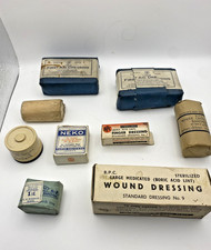Job Lot Vintage WW2 WWII BPC Wound Dressings Bandages Boric First Aid Prop Mines