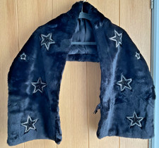 TOPSHOP BLACK FAUX FUR STAR SHAWL STOLE