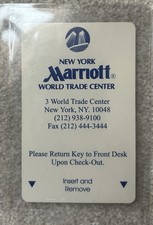 Marriott Vintage Access Room Key Card New York Marriott Hotel World Trade Center