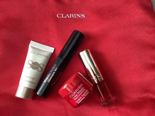Clarins gift set red cosmetic - red,