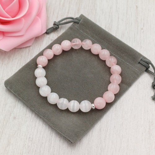Rose quartz selenite - quartz,