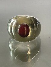 Bullionboy 925 Sterling Silver Natural Carnelian Designer Signet Ring