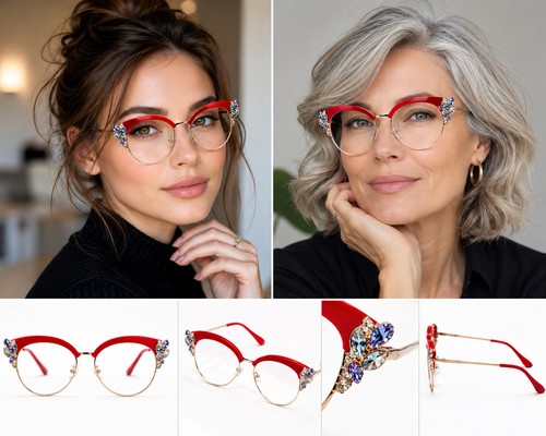 Red cat eye glasses frames - cat,