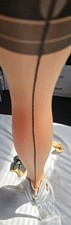 Unbranded Seamed Cuban Stockings Small Nude/Black Worn