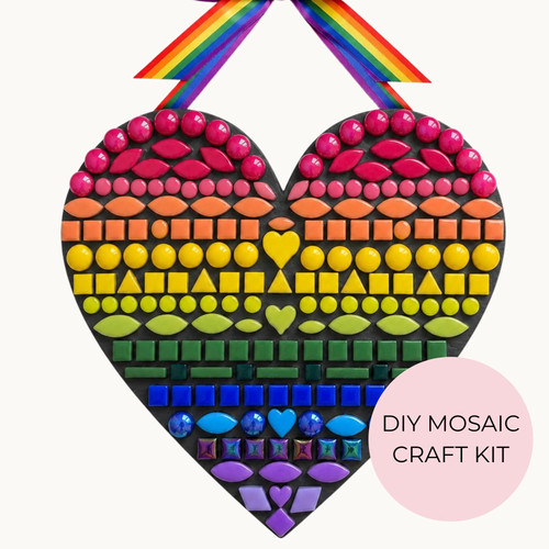 Geometric rainbow mosaic heart - mosaic,