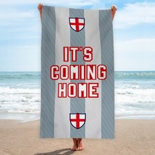 ENGLAND | Euro's | Beach Towel | Retro Football | Holiday | ITS COMING HOME Grey