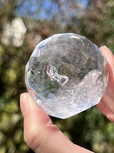 Clear quartz hand faceted - clear,