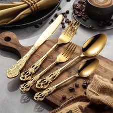 30 Piece Gold Vintage Baroque  Cutlery Tableware Set
