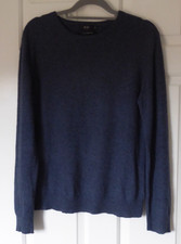 F&F 100% Cashmere Crew neck Navy Long sleeve Jumper sz 10 poss 12 (flawed)