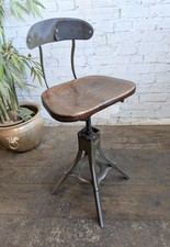 1 Vtg 30s 40s Art Deco Steel Evertaut Industrial Machinists Typists Swivel Chair