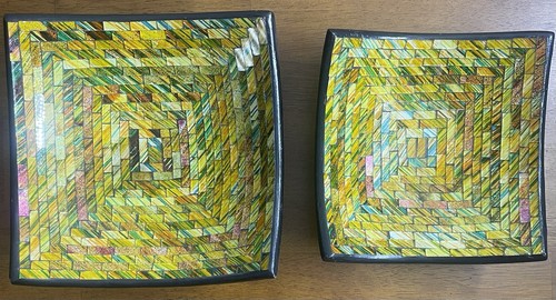 Multicolored mosaic plates - multicolored,