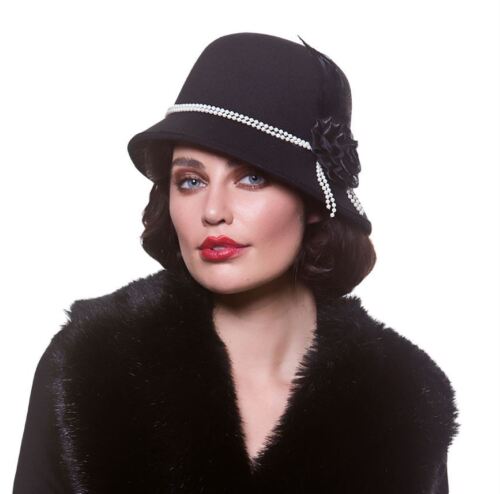 Ladies 1920s hat with pearls - hat,