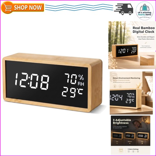Wooden digital alarm clock - wooden,