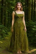 NWT Cherlone Forest Fairycore Ethereal Renaissance Nature Fantasy Prom Dress 8 1