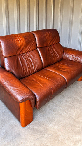 Ekornes brown leather - leather, 2-seater