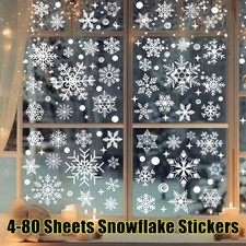 100pcs White Snowflakes Window Decorations Clings Decal Stickers Snow Flake